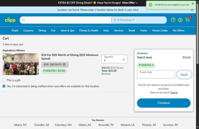 Clipp.com checkout page showing Clipp.com promo code box | Screenshot taken by SimplyCodes community member on Sep 26, 2025