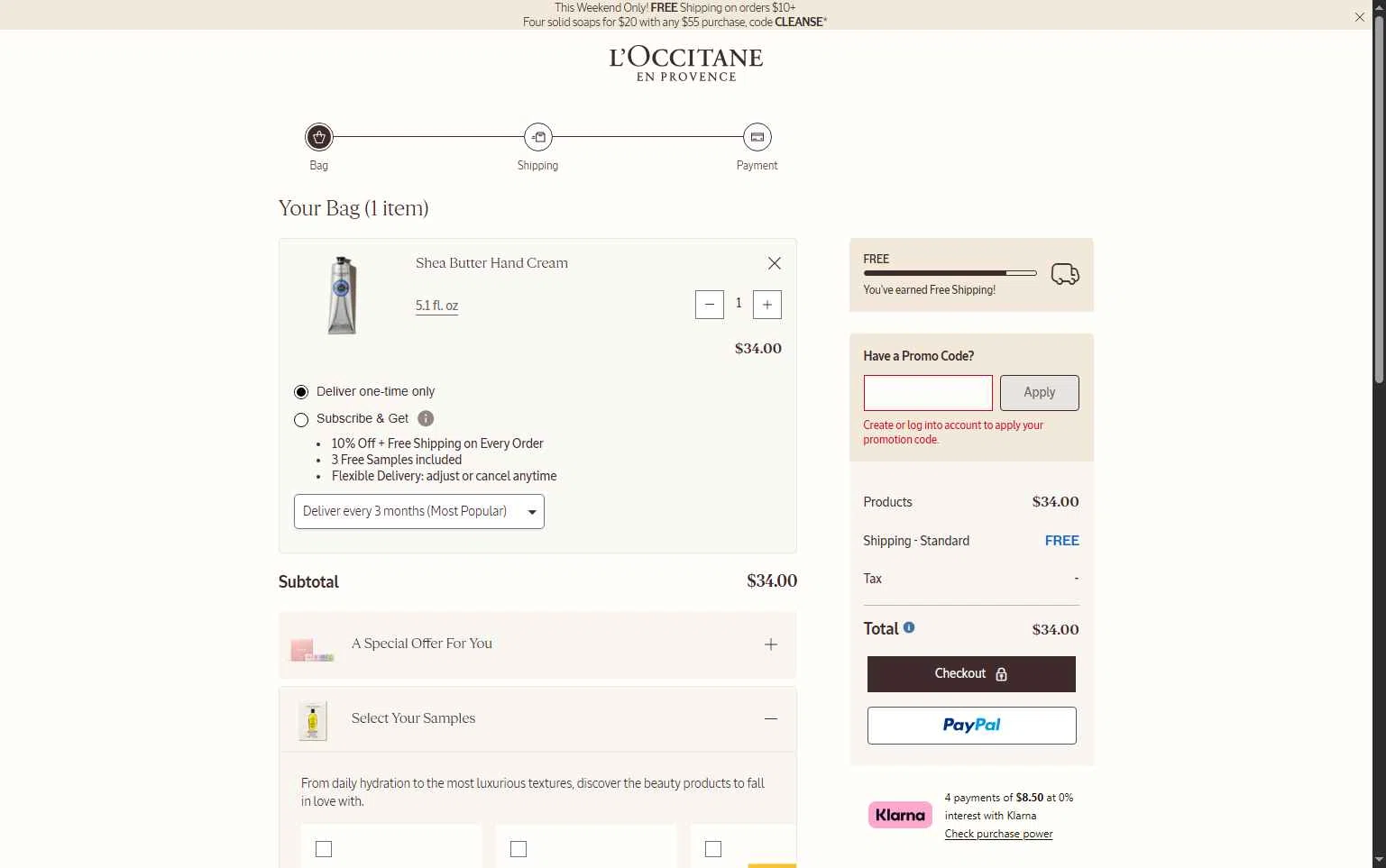 Verification screenshot for Free Gift Storewide (Minimum Order: $60) Members Only at L'Occitane at L'Occitane — 44d ago
