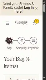 L'Occitane coupon verification screenshot