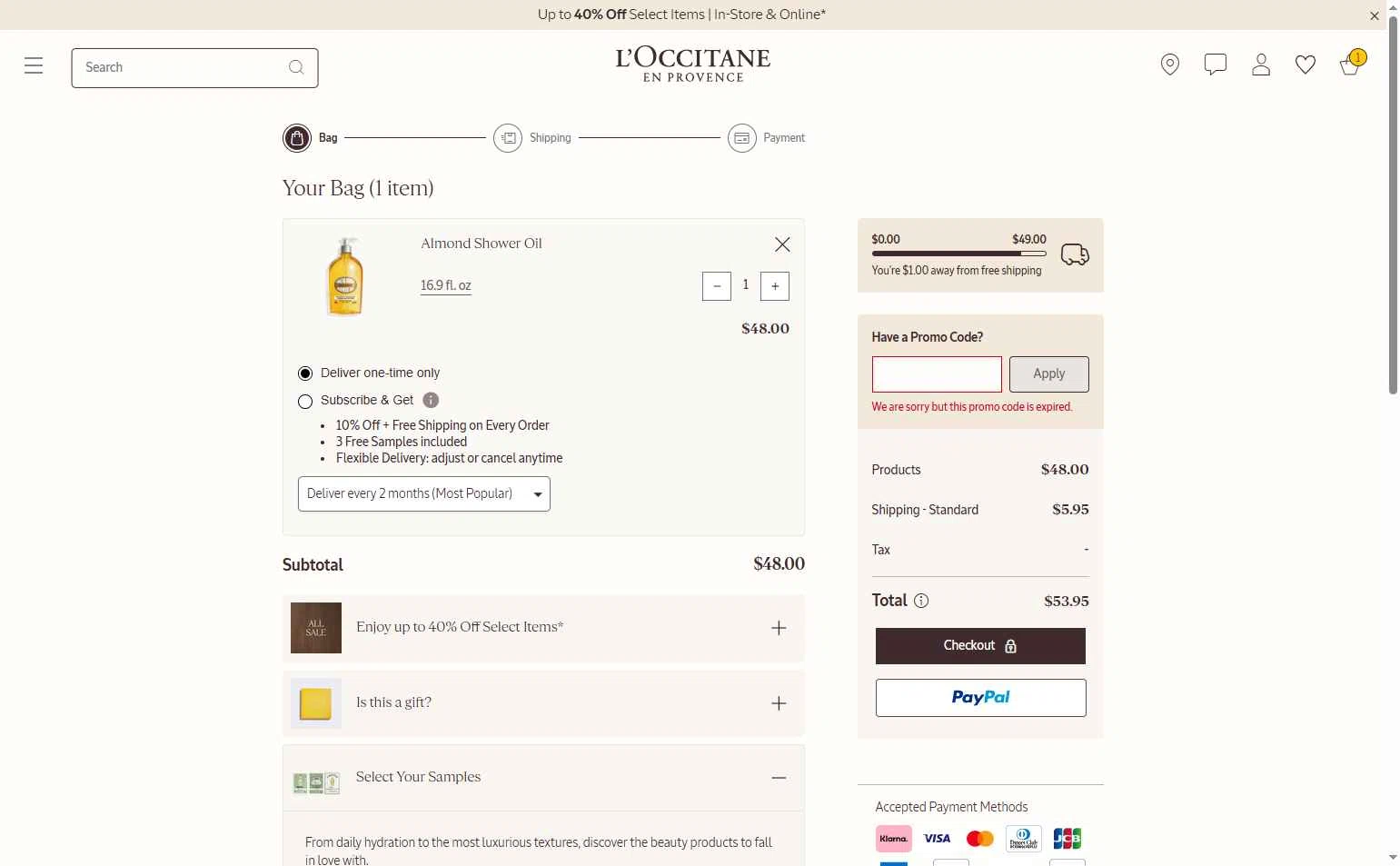 Verification screenshot for Free Gift Storewide at L'Occitane — 5mo ago