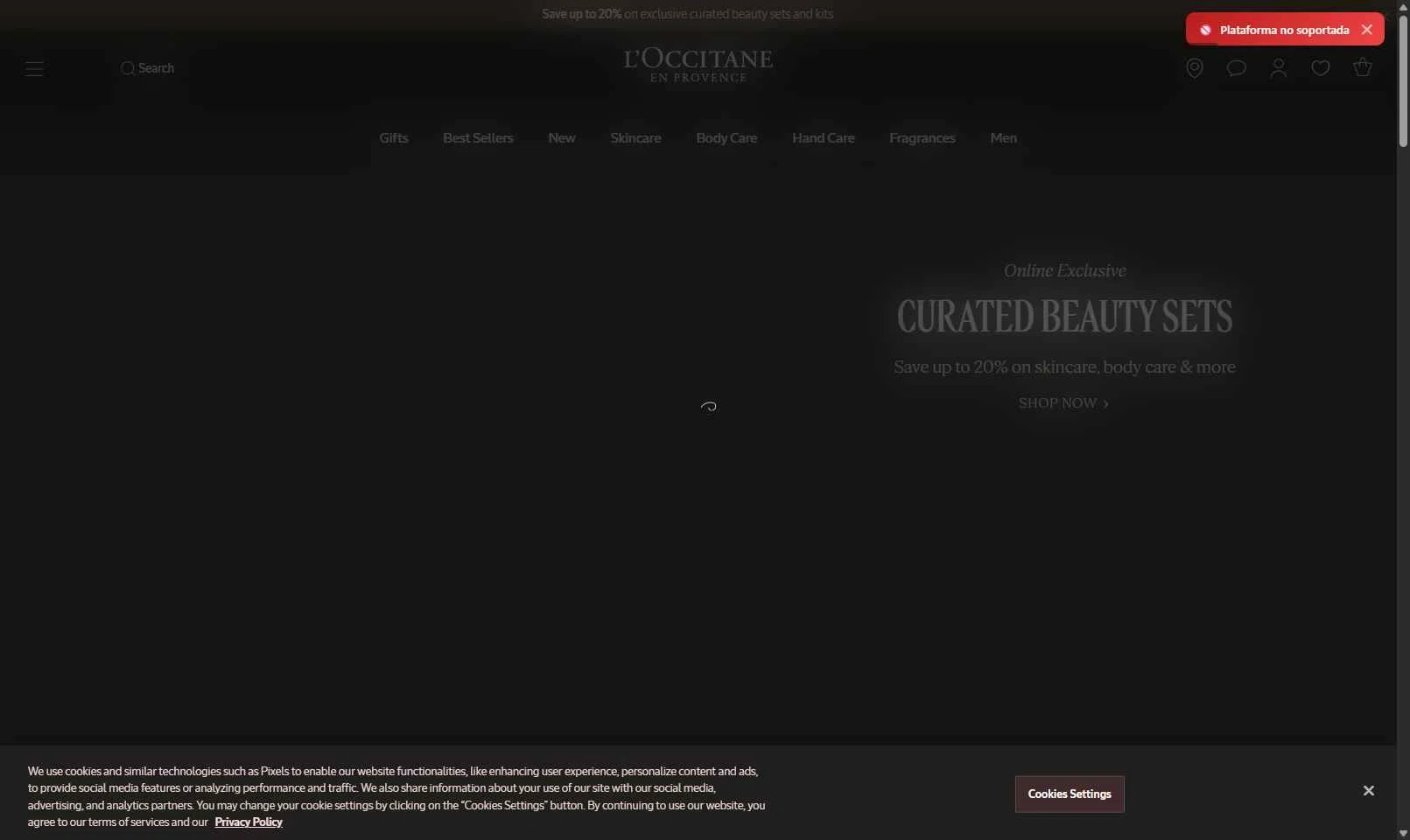 Verification screenshot for $20 Off Storewide at L'Occitane - 4d ago