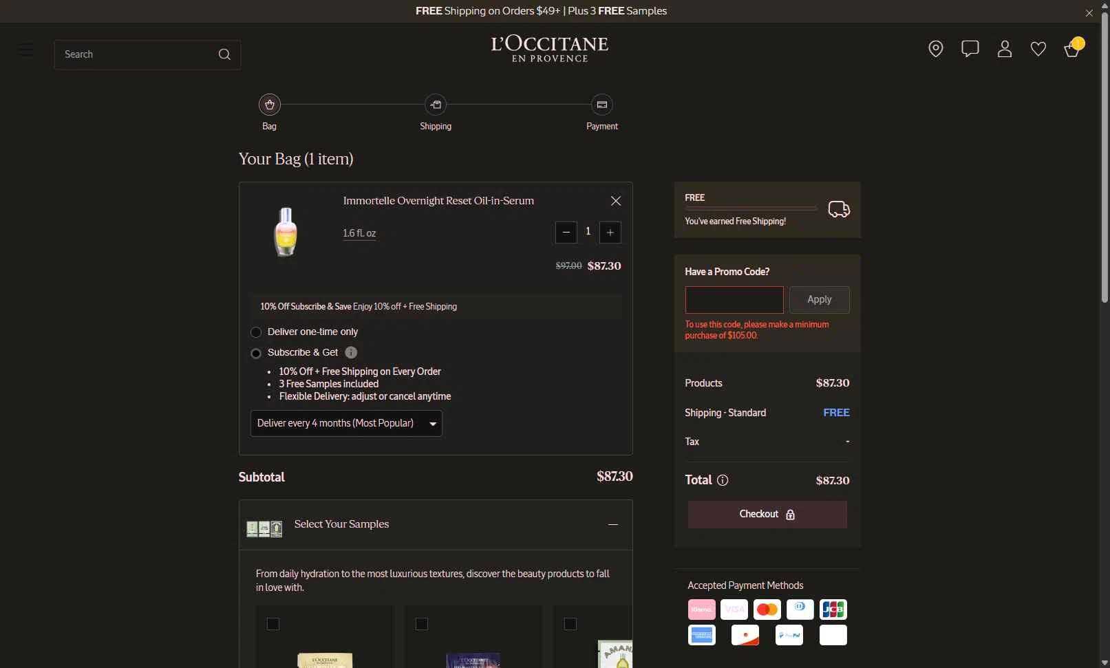 Verification screenshot for Free Gift Storewide at L'Occitane — 2mo ago