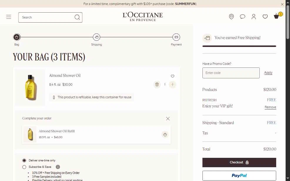 Verification screenshot for $20 Off Storewide at L'Occitane - 6d ago