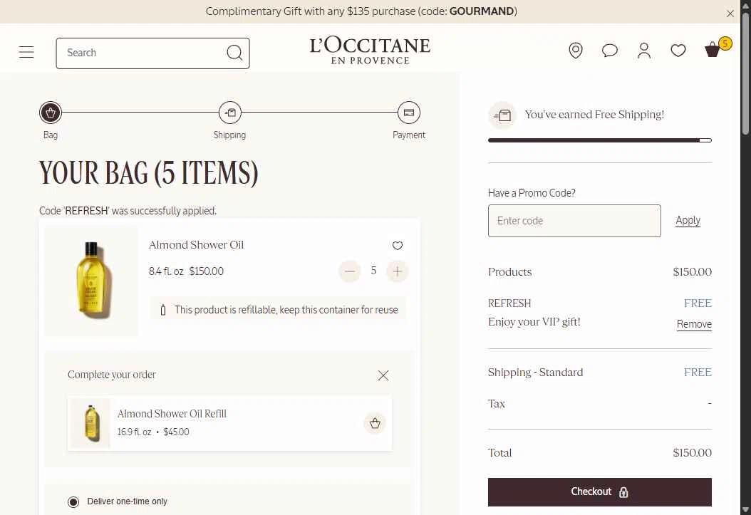 Verification screenshot for $20 Off Storewide at L'Occitane - 14h ago