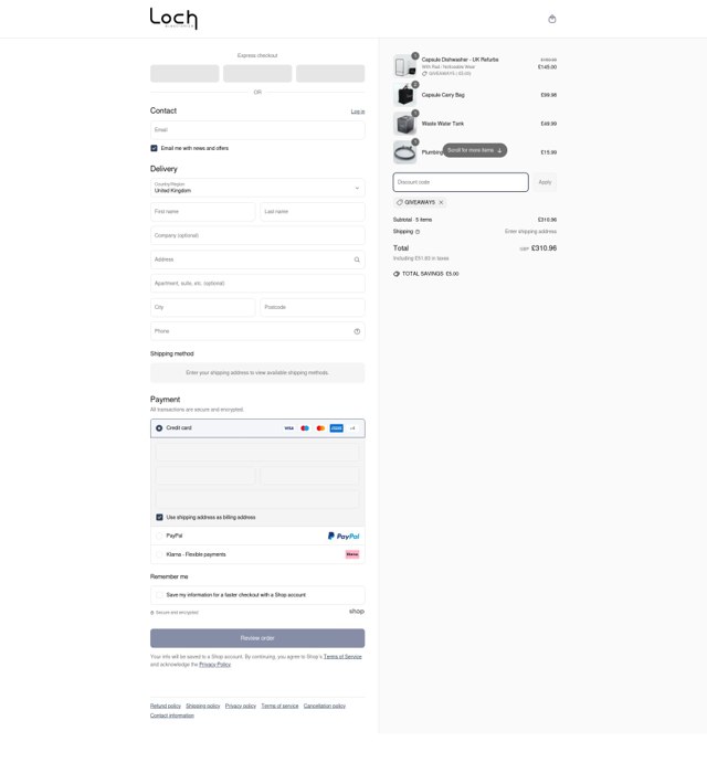 Loch Electronics checkout page showing Loch Electronics promo code box | Screenshot taken by SimplyCodes community member on Mar 31, 2025