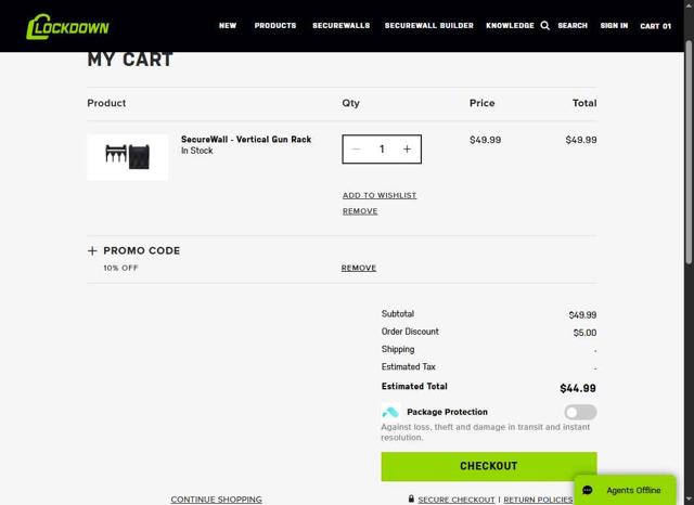 Lockdown checkout page showing Lockdown promo code box | Screenshot taken by SimplyCodes community member on Jul 26, 2025