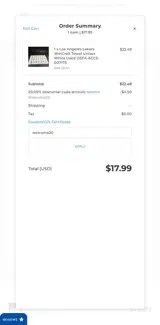 Locker Room Direct coupon verification screenshot