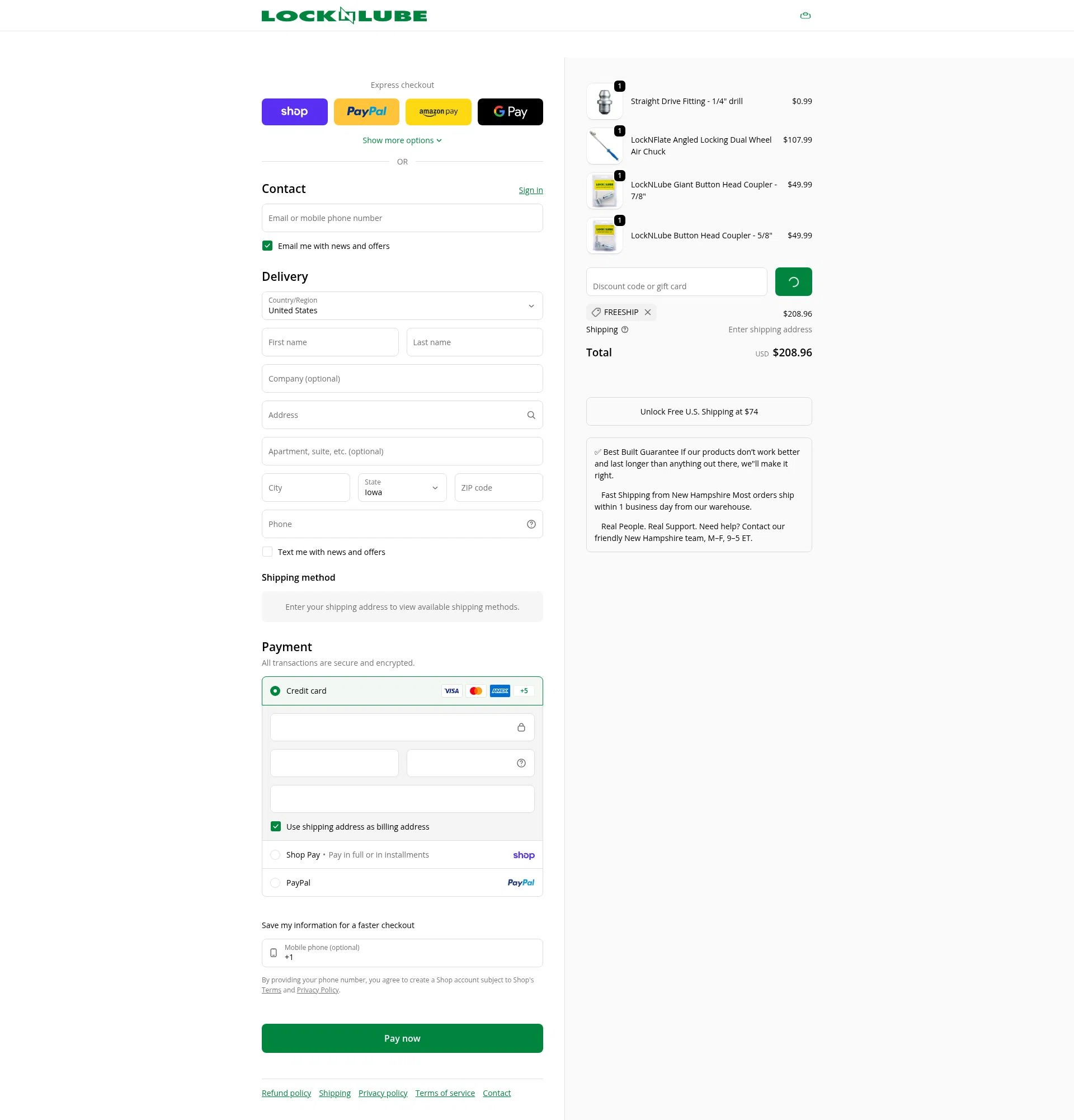 LockNLube checkout page showing LockNLube discount code box | Screenshot taken by SimplyCodes community member on Feb 14, 2026