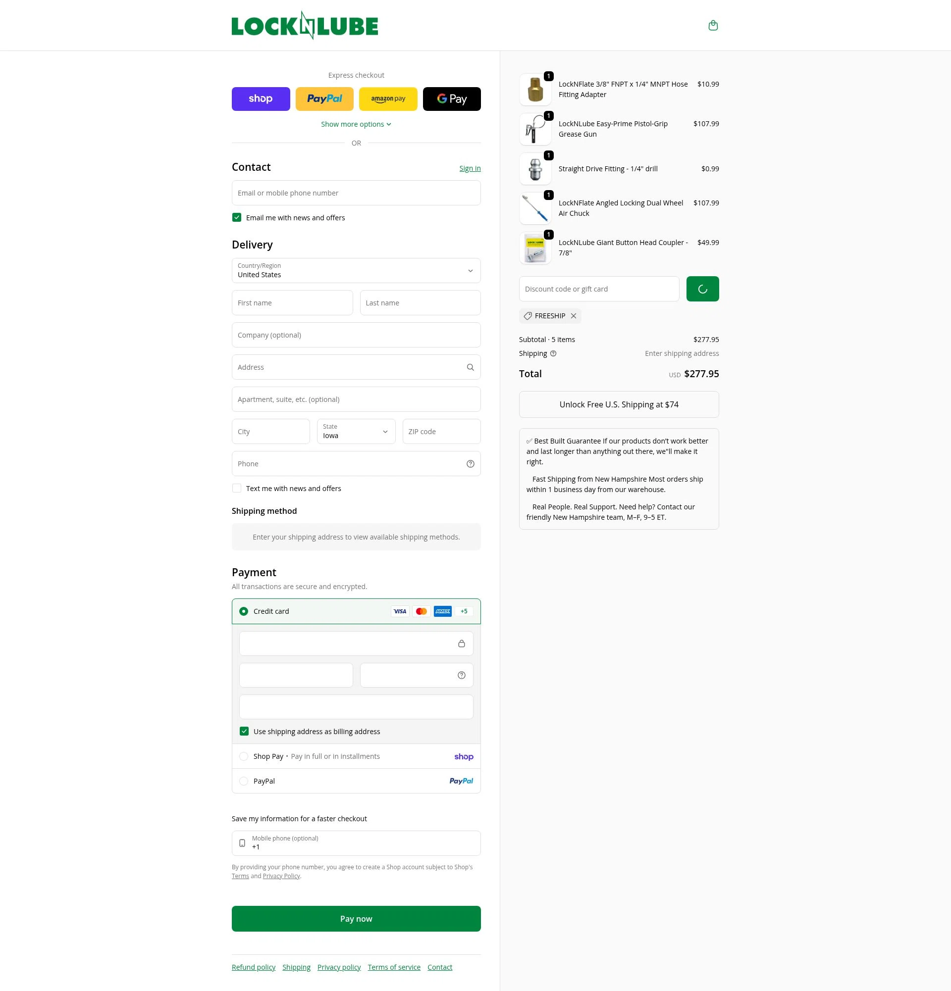 LockNLube checkout page showing LockNLube discount code box | Screenshot taken by SimplyCodes community member on Feb 19, 2026