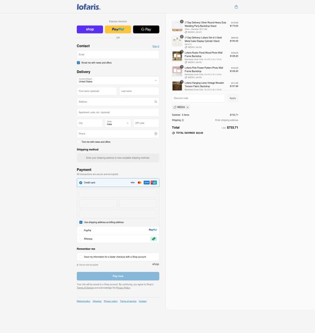 Lofaris checkout page showing Lofaris discount code box | Screenshot taken by SimplyCodes community member on Sep 13, 2025