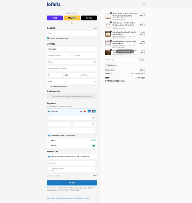 Lofaris checkout page showing Lofaris discount code box | Screenshot taken by SimplyCodes community member on Sep 13, 2025