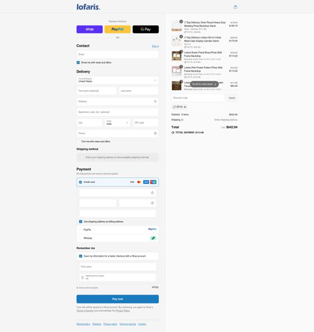Lofaris checkout page showing Lofaris discount code box | Screenshot taken by SimplyCodes community member on Sep 13, 2025