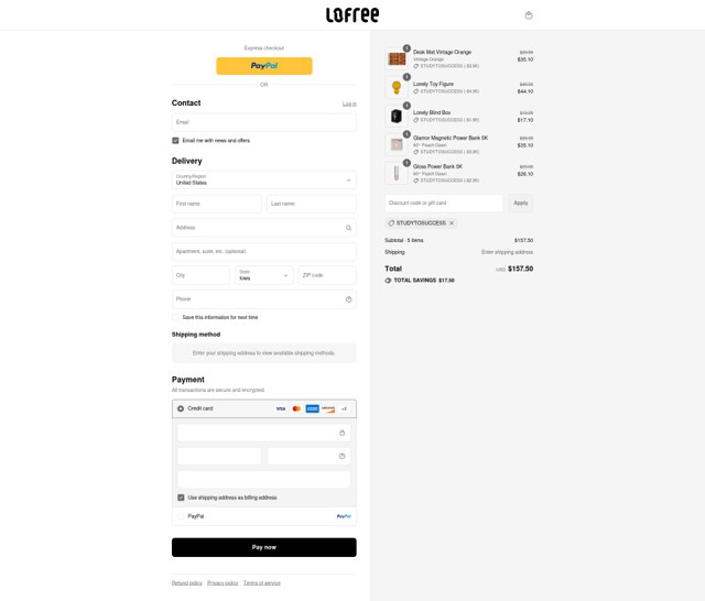 Lofree checkout page showing Lofree discount code box | Screenshot taken by SimplyCodes community member on Sep 3, 2025