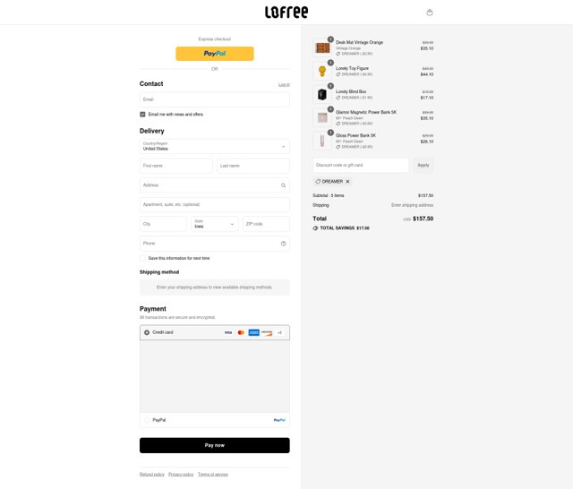 Lofree checkout page showing Lofree discount code box | Screenshot taken by SimplyCodes community member on Sep 3, 2025