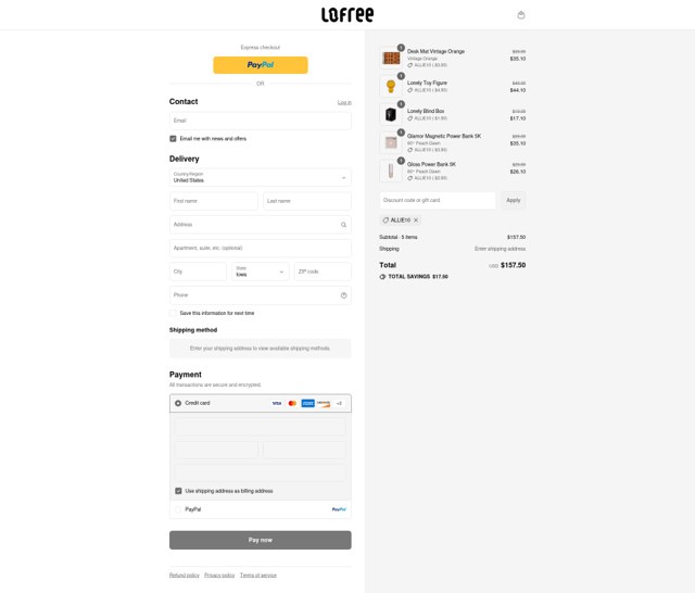 Lofree checkout page showing Lofree discount code box | Screenshot taken by SimplyCodes community member on Sep 3, 2025