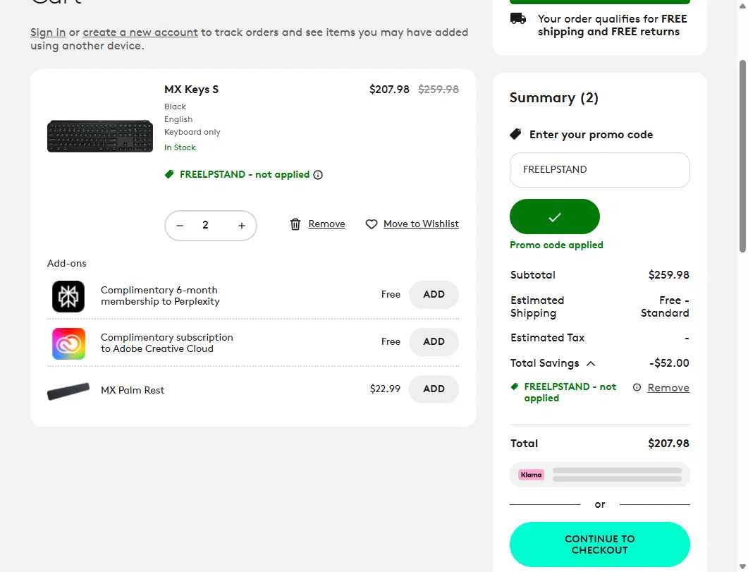 Logitech checkout page showing Logitech promo code box | Screenshot taken by SimplyCodes community member on Jun 13, 2025