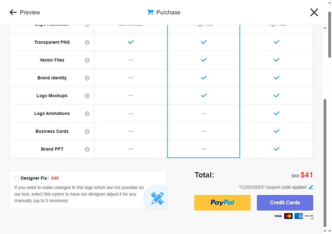 LogoAI checkout page showing LogoAI promo code box | Screenshot taken by SimplyCodes community member on Feb 17, 2026