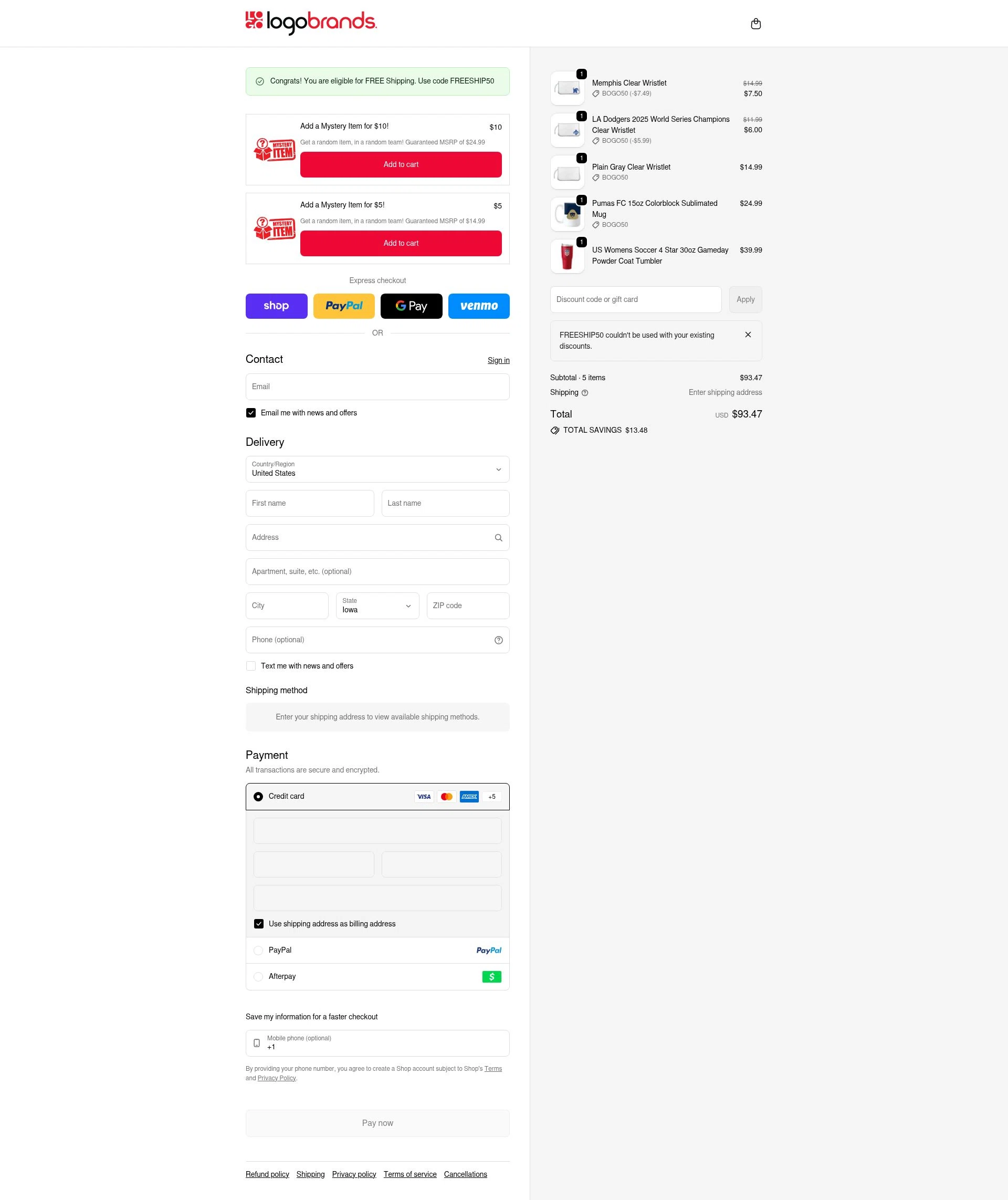 Logo Brands checkout page showing Logo Brands promo code box | Screenshot taken by SimplyCodes community member on Feb 2, 2026