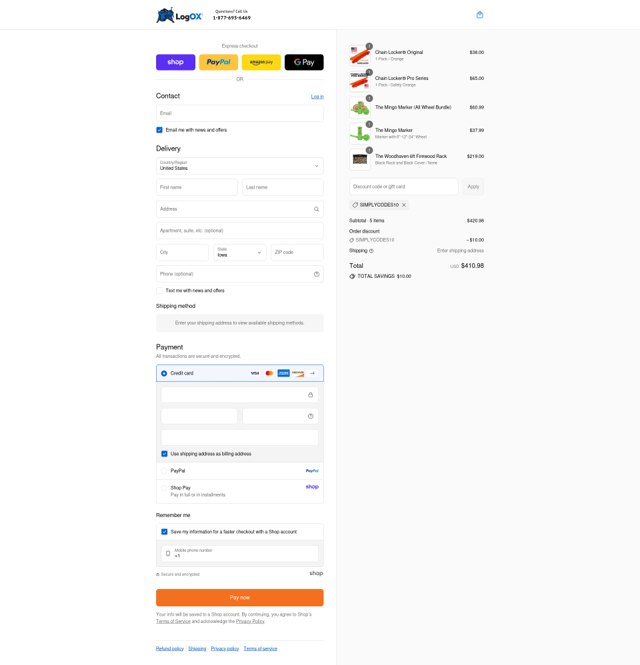 LogOX checkout page showing LogOX discount code box | Screenshot taken by SimplyCodes community member on Sep 6, 2025