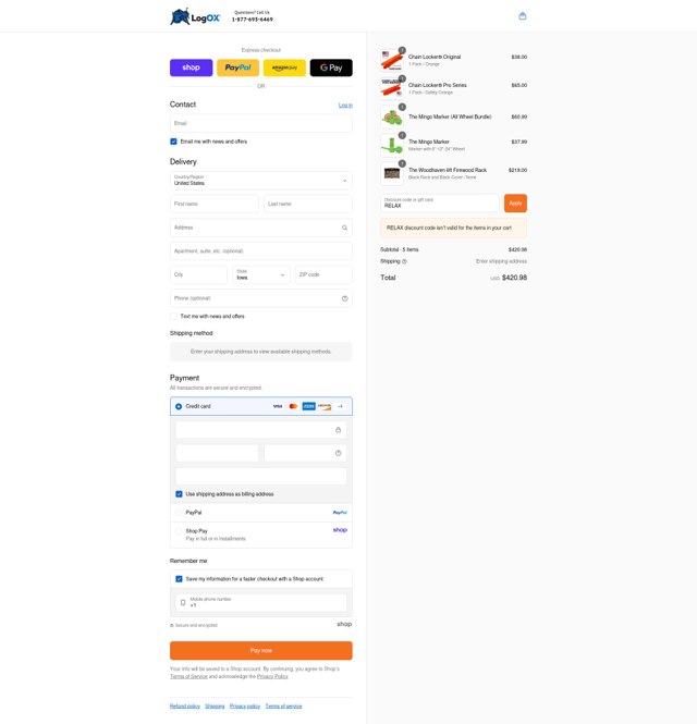 LogOX checkout page showing LogOX discount code box | Screenshot taken by SimplyCodes community member on Aug 29, 2025