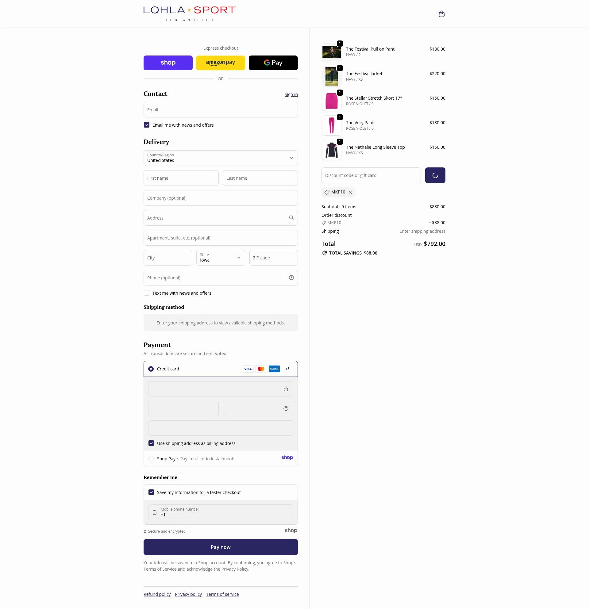 LOHLA Sport checkout page showing LOHLA Sport promo code box | Screenshot taken by SimplyCodes community member on Dec 29, 2025