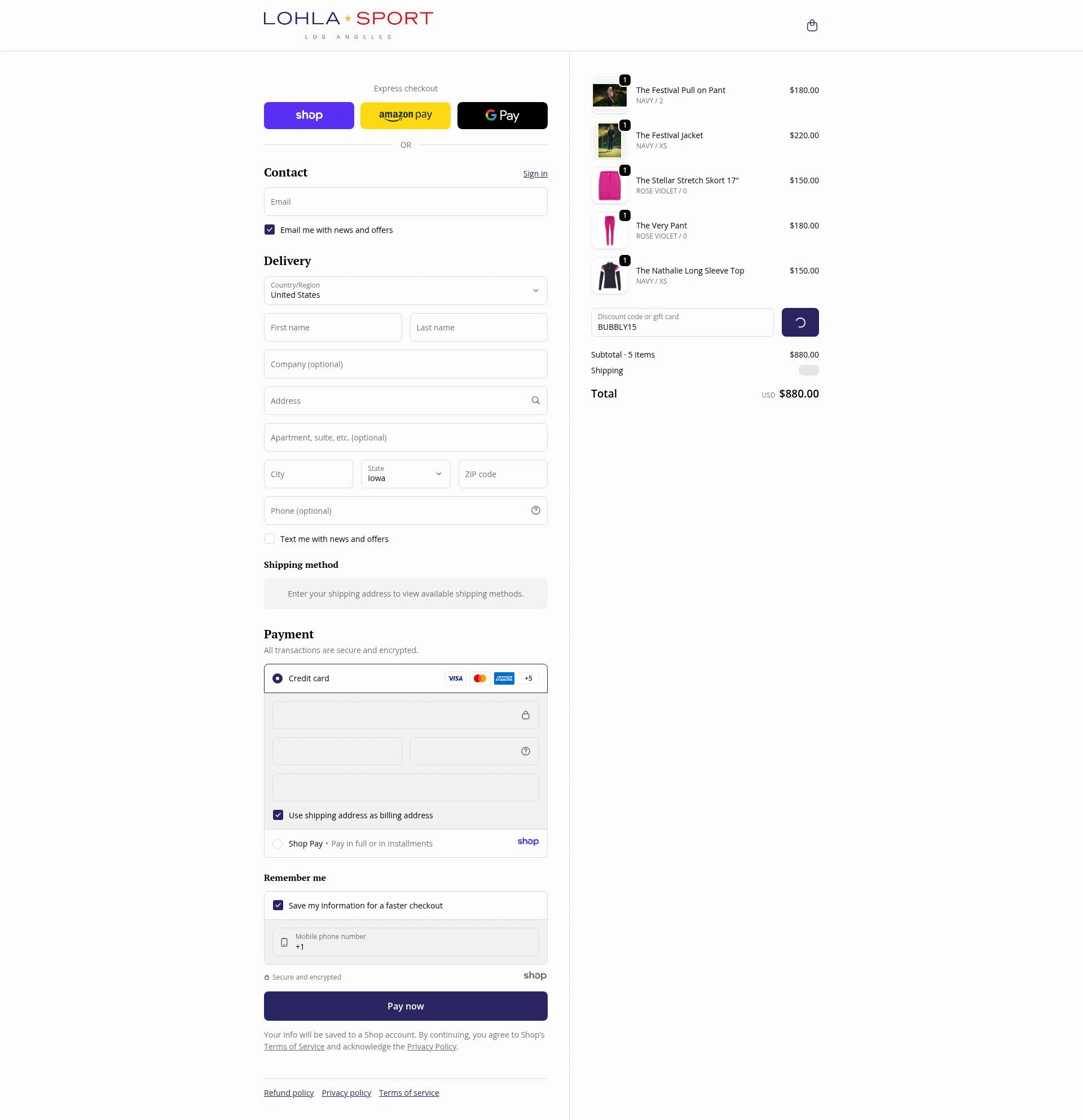 LOHLA Sport checkout page showing LOHLA Sport promo code box | Screenshot taken by SimplyCodes community member on Dec 29, 2025