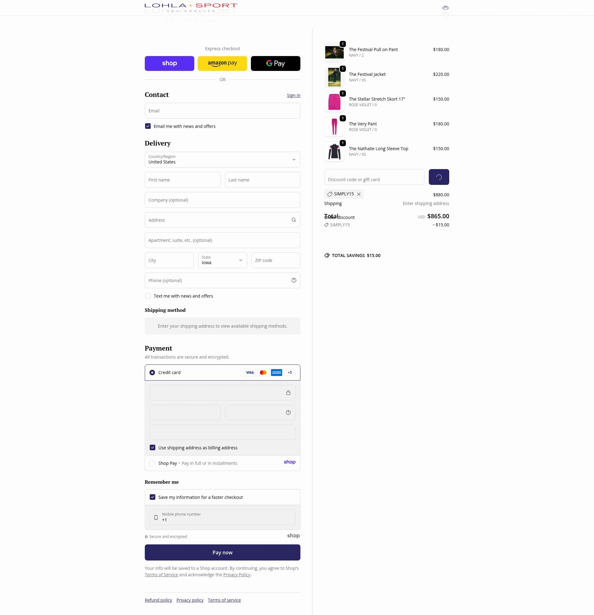 LOHLA Sport checkout page showing LOHLA Sport promo code box | Screenshot taken by SimplyCodes community member on Dec 29, 2025