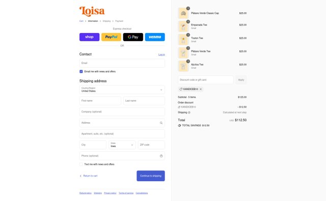 Loisa checkout page showing Loisa discount code box | Screenshot taken by SimplyCodes community member on Sep 6, 2025