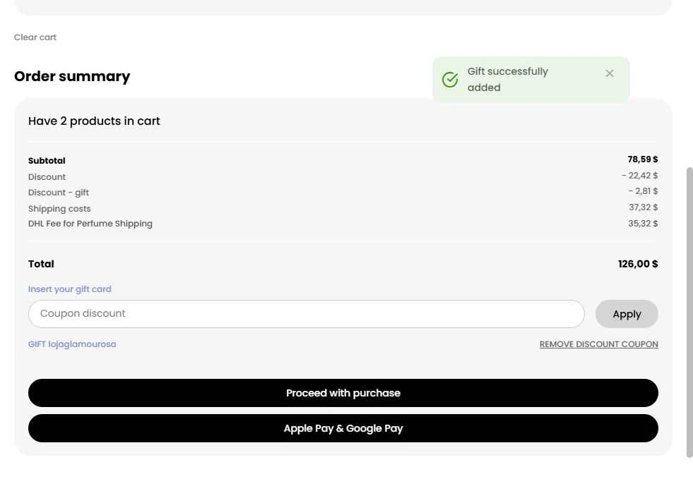 Loja Glamourosa checkout page showing Loja Glamourosa discount code box | Screenshot taken by SimplyCodes community member on Jan 2, 2026