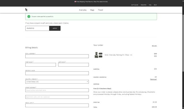 LOJEL checkout page showing LOJEL coupon code box | Screenshot taken by SimplyCodes community member on May 31, 2025