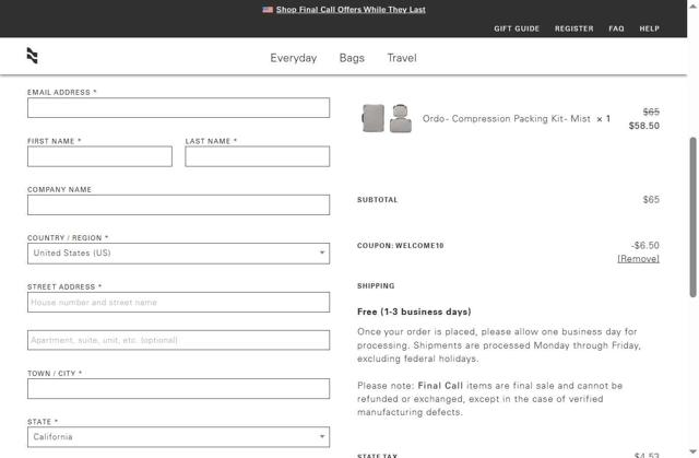 LOJEL checkout page showing LOJEL coupon code box | Screenshot taken by SimplyCodes community member on Jul 17, 2025