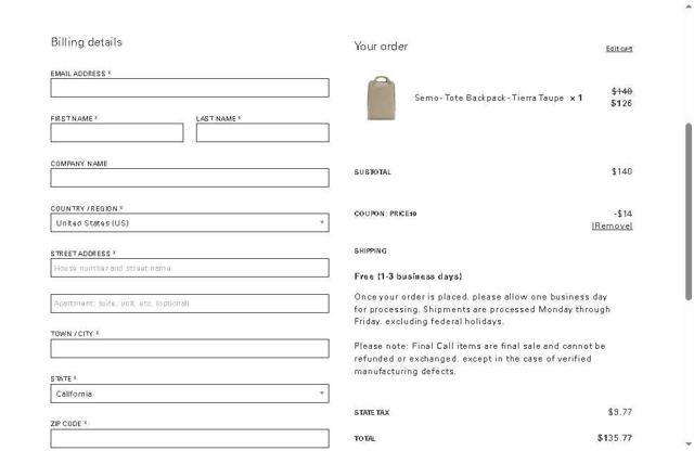 LOJEL checkout page showing LOJEL coupon code box | Screenshot taken by SimplyCodes community member on Sep 14, 2025