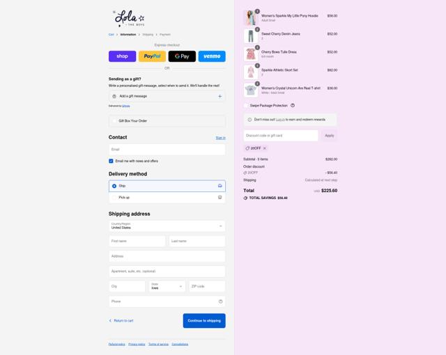Lola & The Boys checkout page showing Lola & The Boys discount code box | Screenshot taken by SimplyCodes community member on Sep 11, 2025