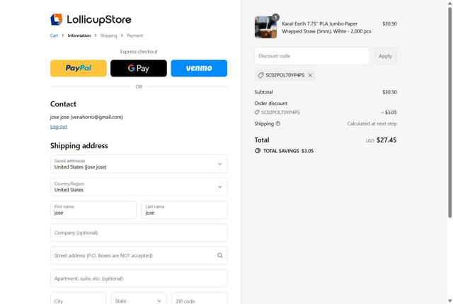 LollicupStore checkout page showing LollicupStore discount code box | Screenshot taken by SimplyCodes community member on Sep 5, 2025