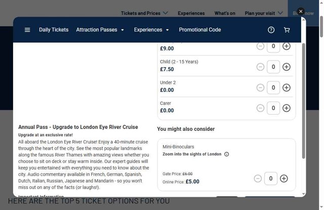 London Eye checkout page showing London Eye promo code box | Screenshot taken by SimplyCodes community member on Aug 1, 2025