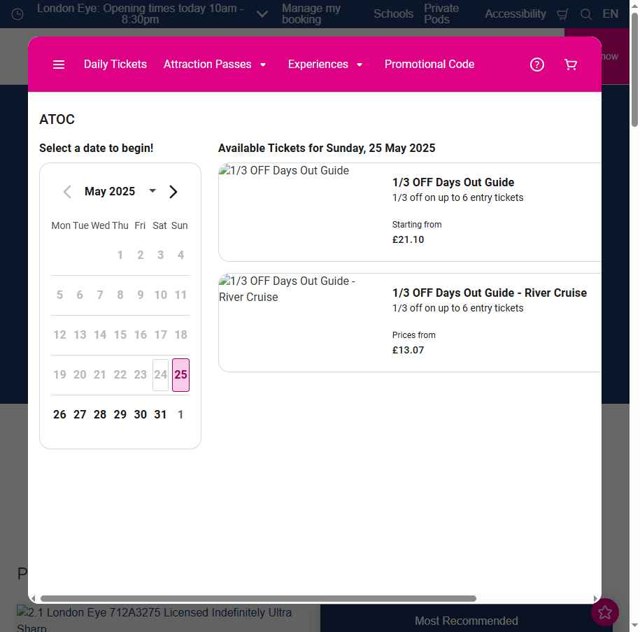 London Eye checkout page showing London Eye promo code box | Screenshot taken by SimplyCodes community member on May 24, 2025