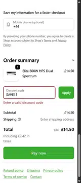 London Grow coupon verification screenshot