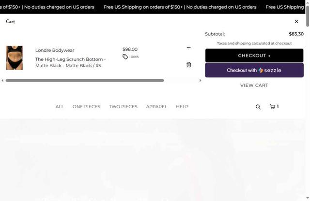 Londre Bodywear checkout page showing Londre Bodywear promo code box | Screenshot taken by SimplyCodes community member on Sep 8, 2025