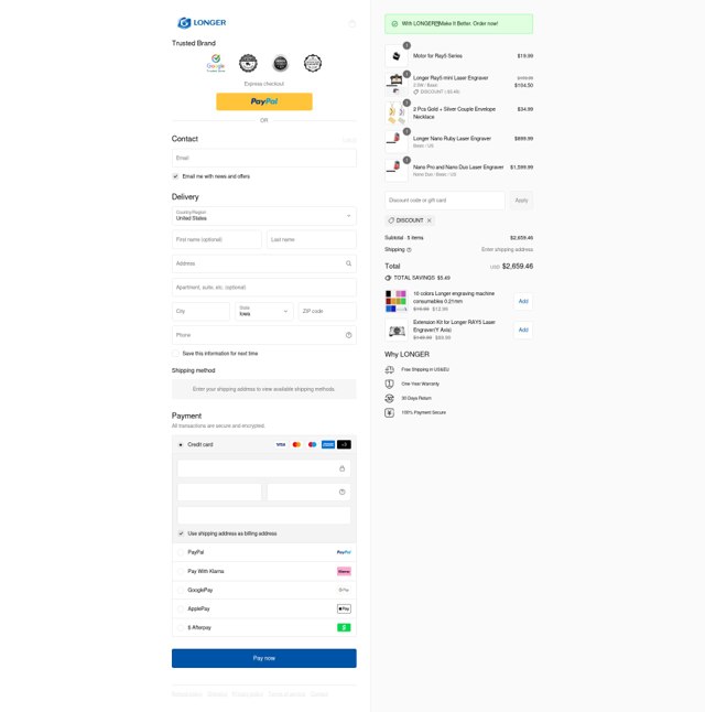 LONGER checkout page showing LONGER discount code box | Screenshot taken by SimplyCodes community member on Sep 5, 2025
