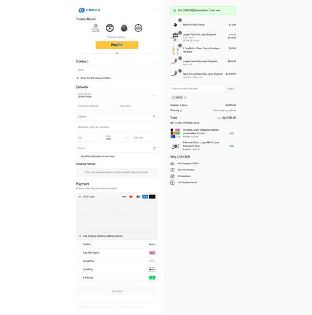 LONGER checkout page showing LONGER discount code box | Screenshot taken by SimplyCodes community member on Sep 5, 2025
