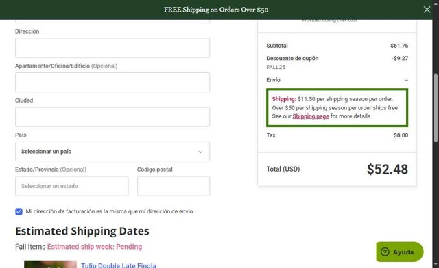 Longfield Gardens checkout page showing Longfield Gardens coupon code box | Screenshot taken by SimplyCodes community member on Jun 22, 2025
