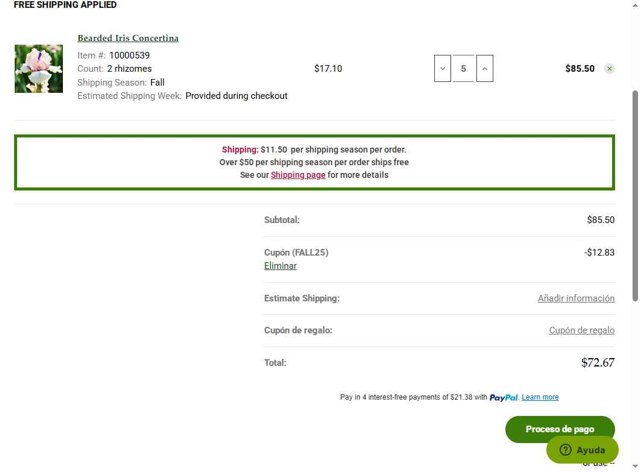 Longfield Gardens checkout page showing Longfield Gardens coupon code box | Screenshot taken by SimplyCodes community member on May 24, 2025