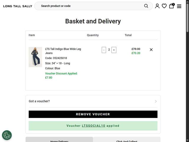 Long Tall Sally checkout page showing Long Tall Sally coupon code box | Screenshot taken by SimplyCodes community member on Sep 6, 2025