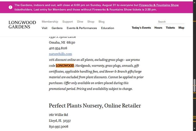 Longwood Gardens checkout page showing Longwood Gardens promo code box | Screenshot taken by SimplyCodes community member on Aug 25, 2025
