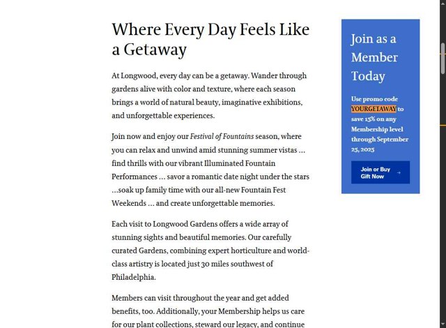 Longwood Gardens checkout page showing Longwood Gardens promo code box | Screenshot taken by SimplyCodes community member on Aug 20, 2025