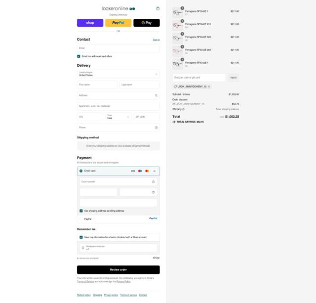 LookerOnline checkout page showing LookerOnline discount code box | Screenshot taken by SimplyCodes community member on Sep 12, 2025