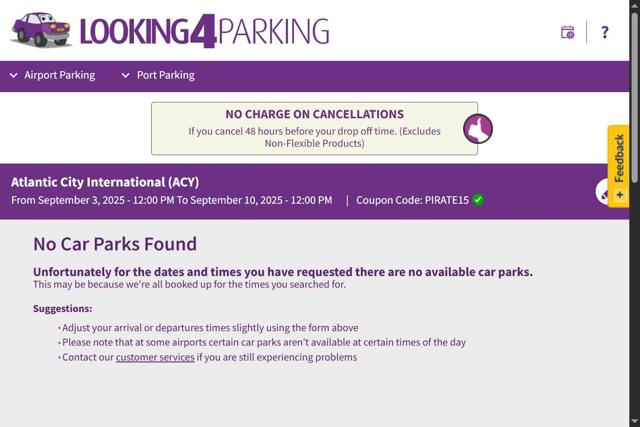 Looking4Parking checkout page showing Looking4Parking discount code box | Screenshot taken by SimplyCodes community member on Aug 28, 2025