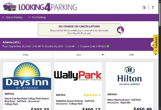 Looking4Parking checkout page showing Looking4Parking discount code box | Screenshot taken by SimplyCodes community member on Sep 15, 2025