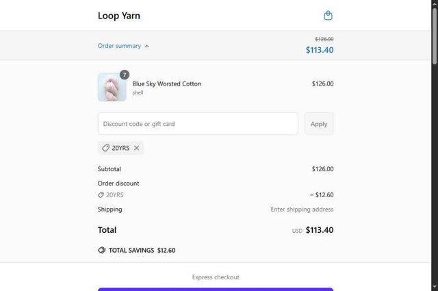 Loop checkout page showing Loop discount code box | Screenshot taken by SimplyCodes community member on Apr 24, 2025