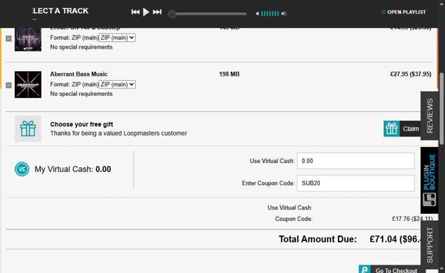 Loopmasters checkout page showing Loopmasters promo code box | Screenshot taken by SimplyCodes community member on Jun 4, 2025